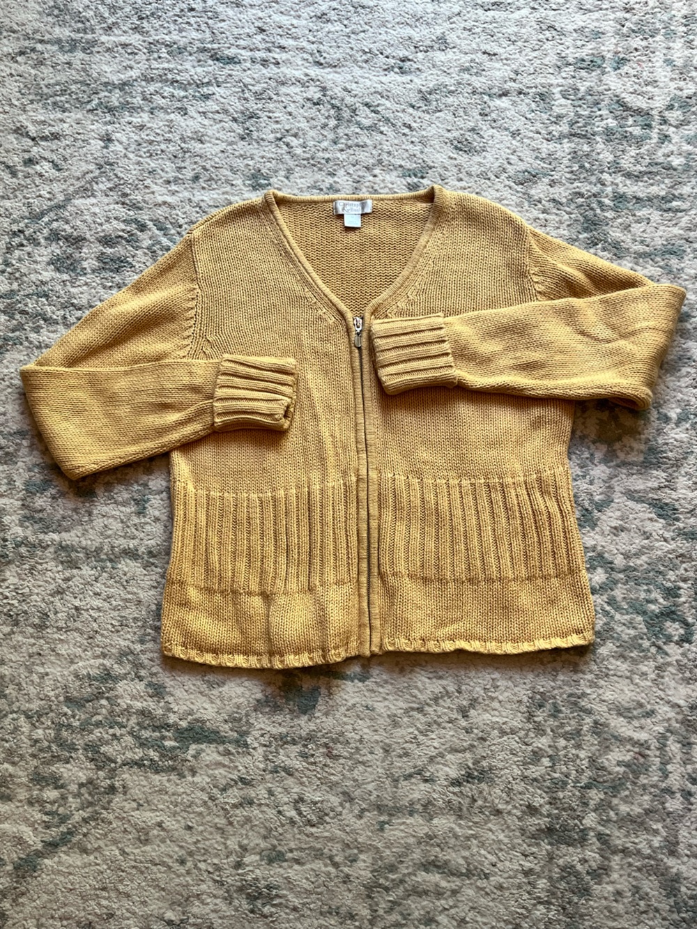 Mustard Zip-Front Women's Sweater Cardigan